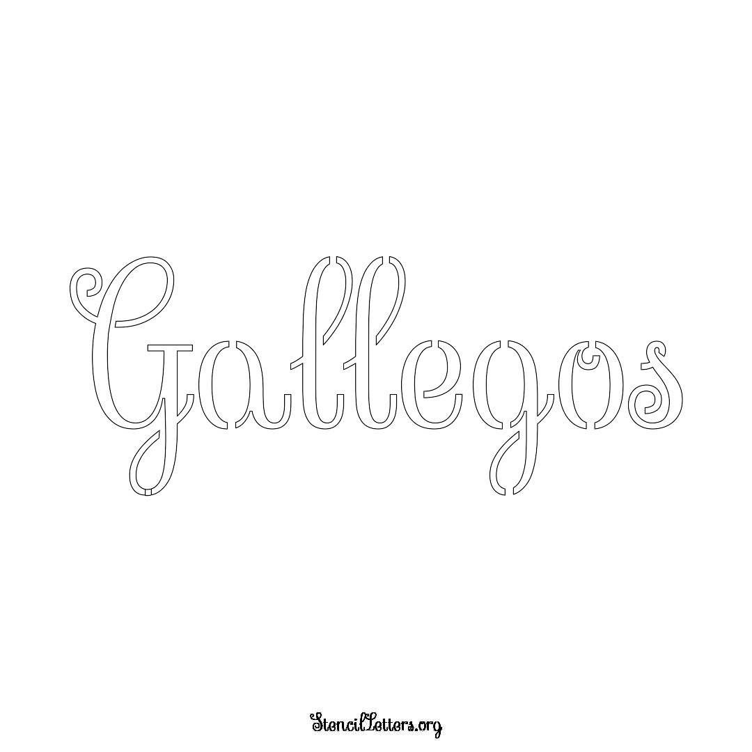 Gallegos name stencil in Ornamental Cursive Lettering