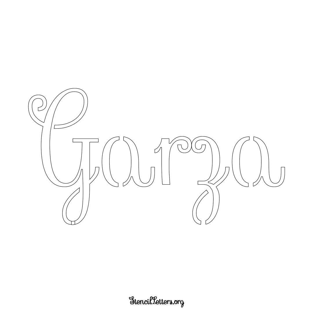 Garza name stencil in Ornamental Cursive Lettering