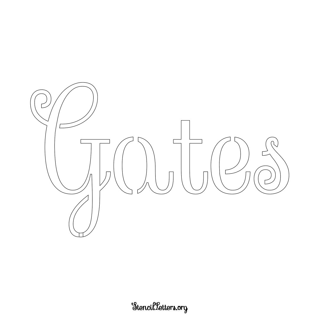 Gates name stencil in Ornamental Cursive Lettering