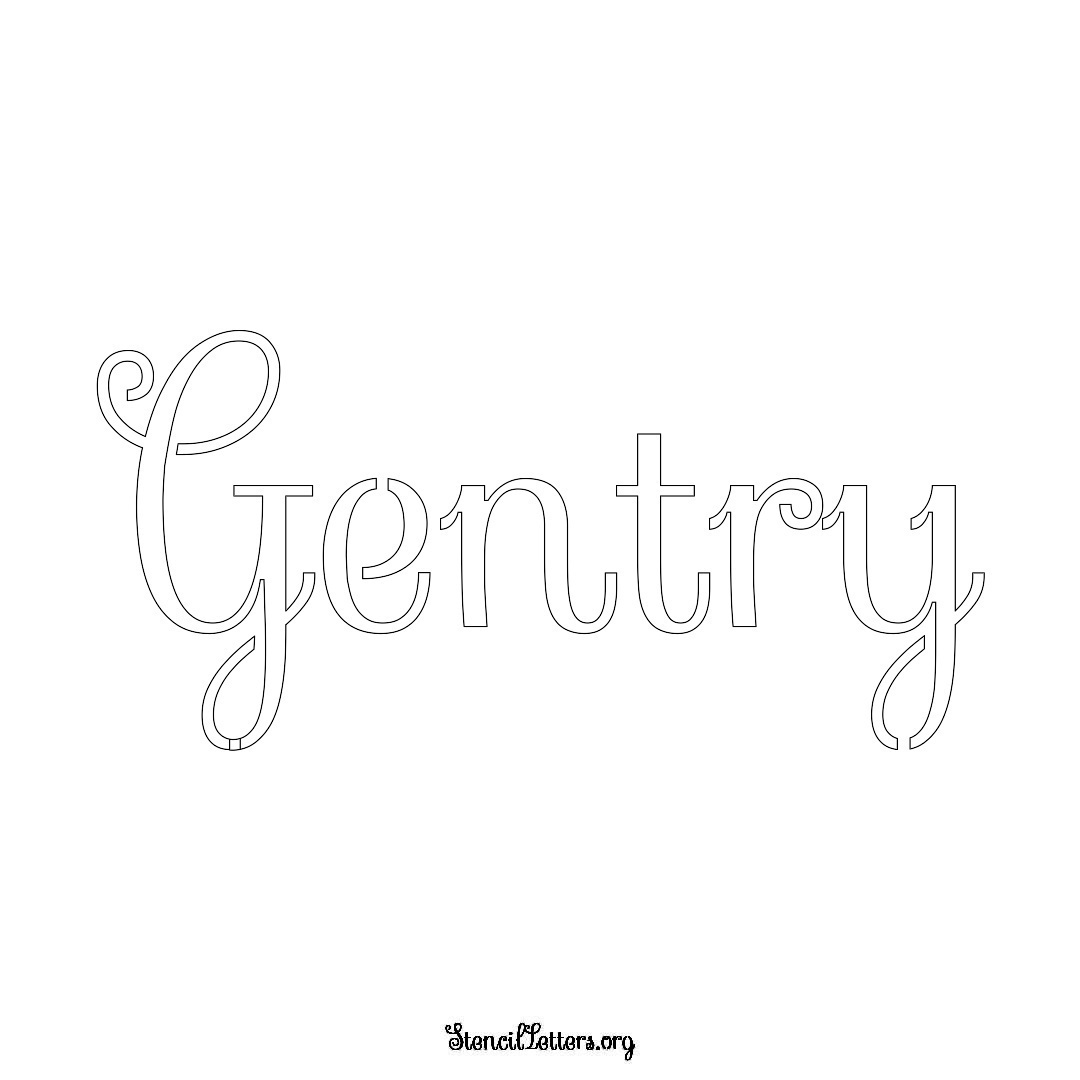 Gentry name stencil in Ornamental Cursive Lettering