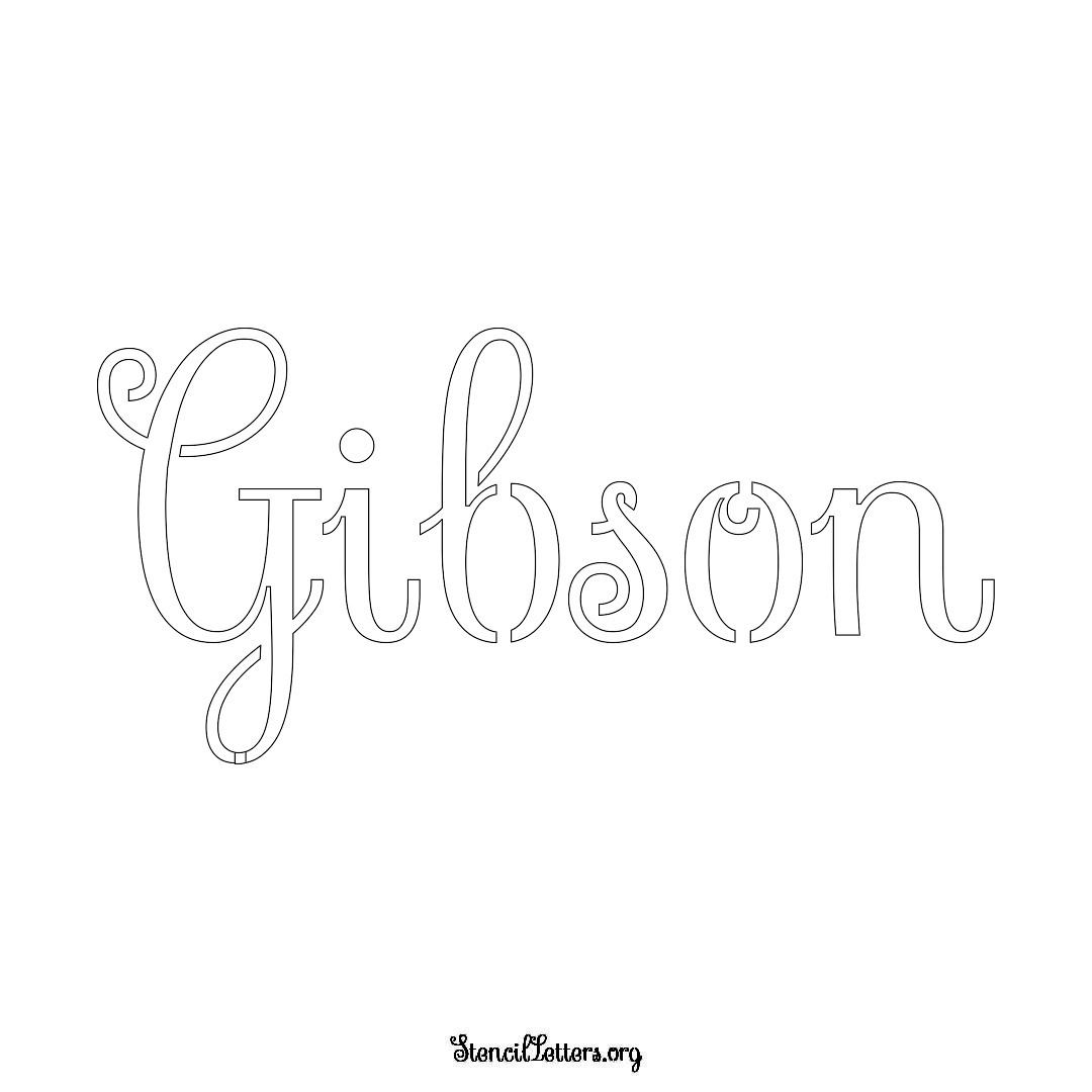 Gibson name stencil in Ornamental Cursive Lettering