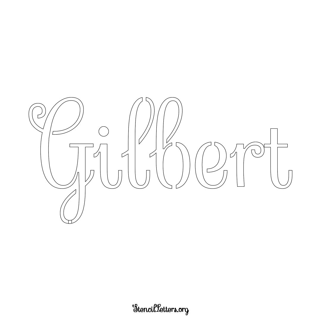 Gilbert name stencil in Ornamental Cursive Lettering