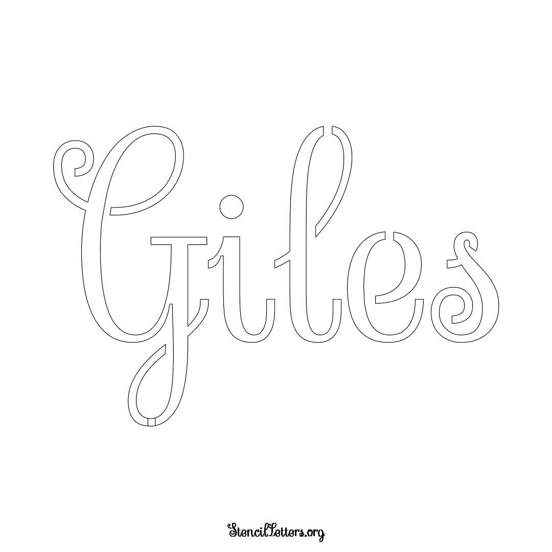 Giles name stencil in Ornamental Cursive Lettering