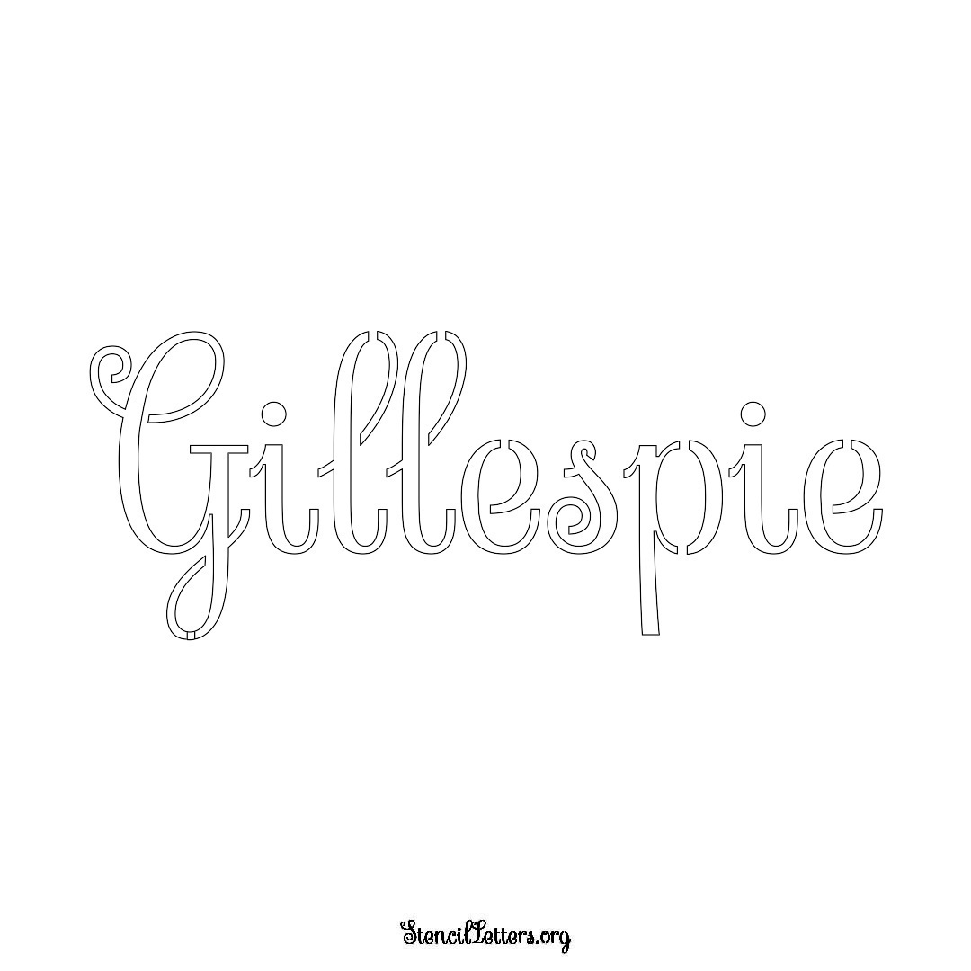 Gillespie name stencil in Ornamental Cursive Lettering