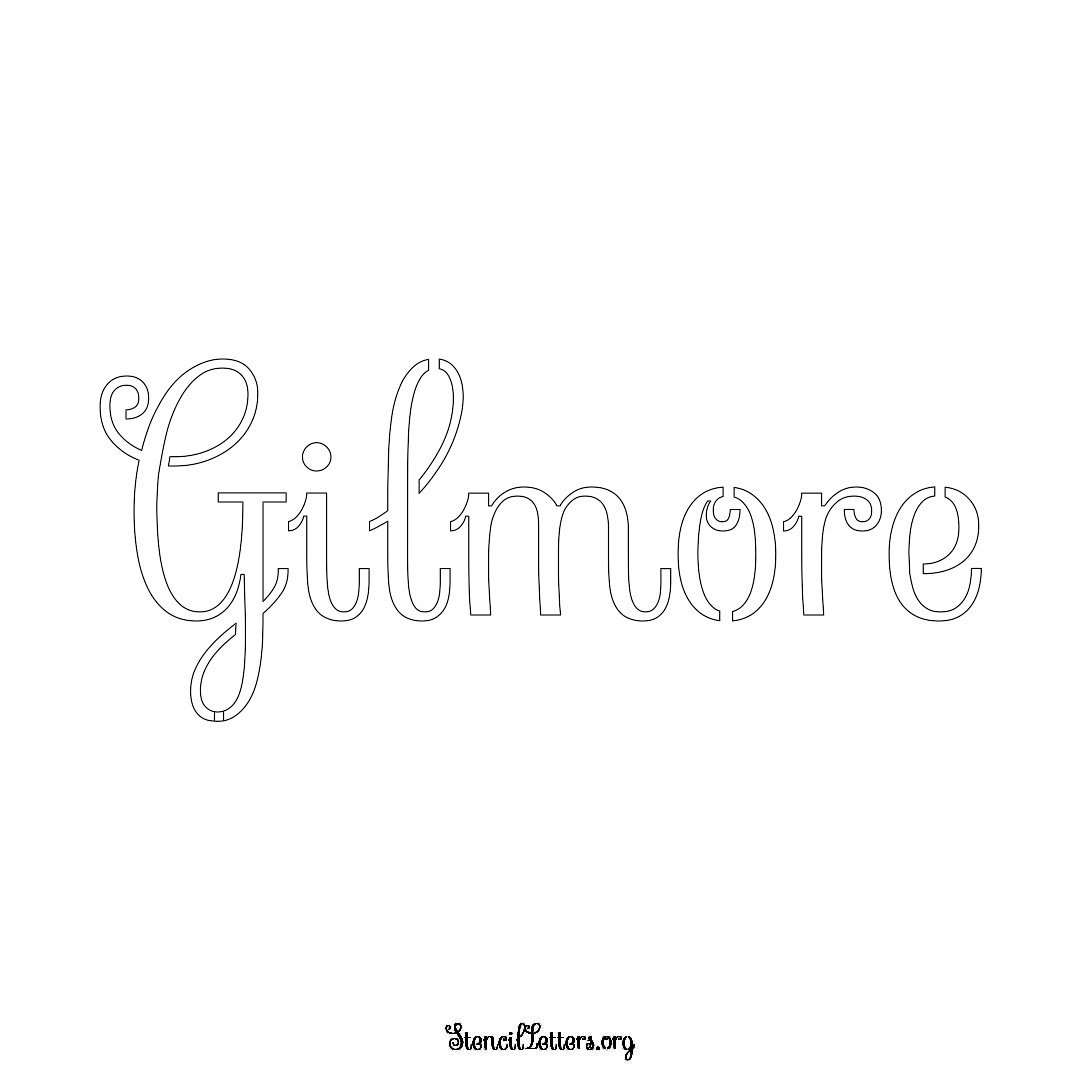 Gilmore name stencil in Ornamental Cursive Lettering