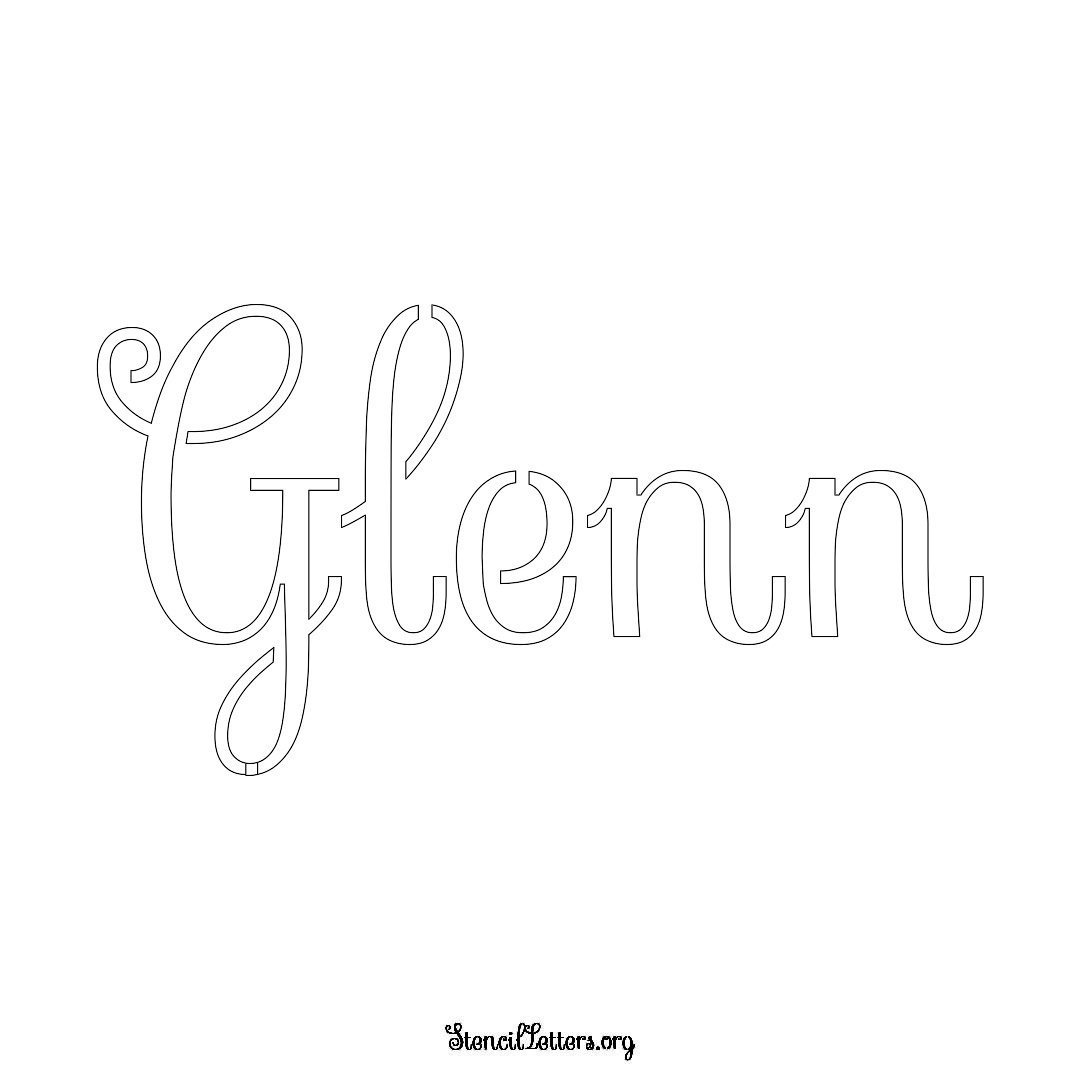 Glenn name stencil in Ornamental Cursive Lettering