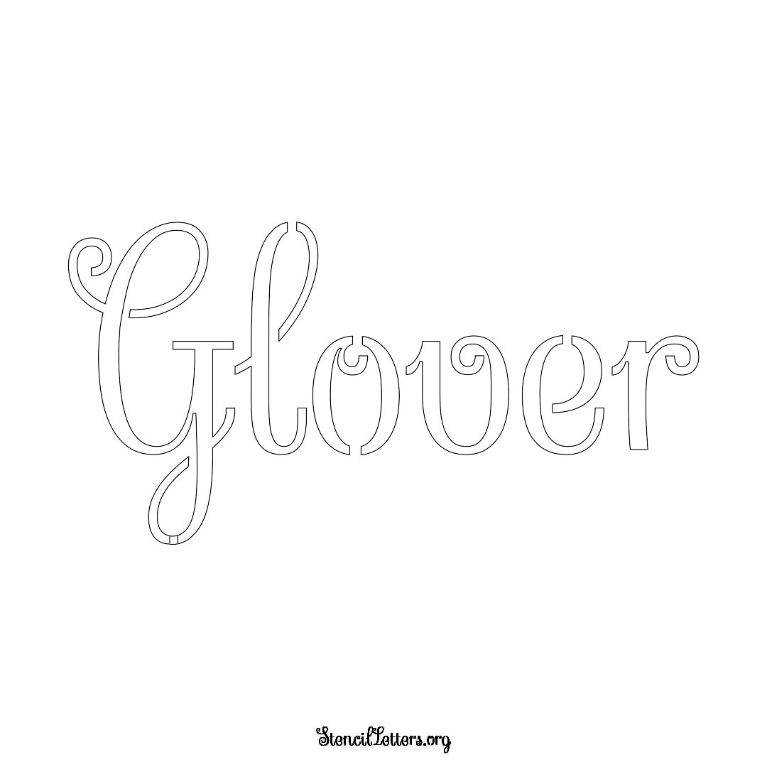 Glover name stencil in Ornamental Cursive Lettering