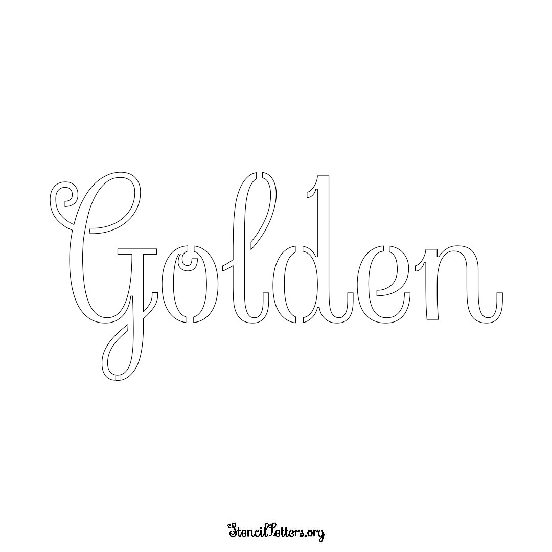 Golden name stencil in Ornamental Cursive Lettering