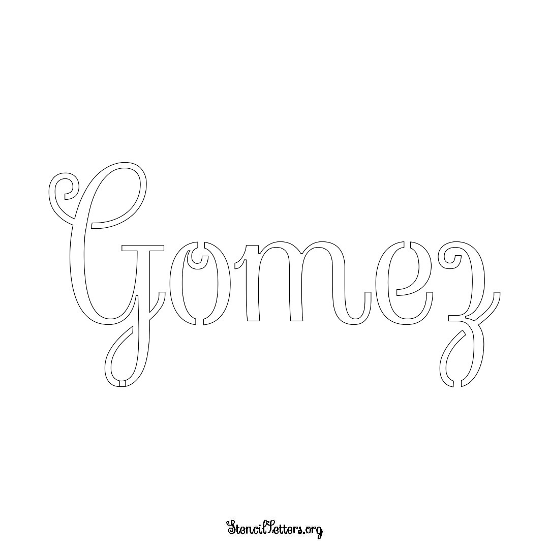 Gomez name stencil in Ornamental Cursive Lettering