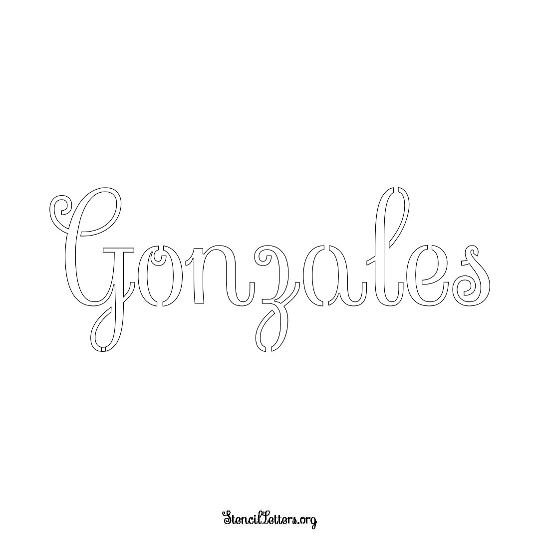 Gonzales name stencil in Ornamental Cursive Lettering