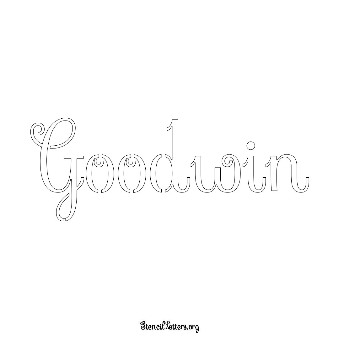 Goodwin name stencil in Ornamental Cursive Lettering