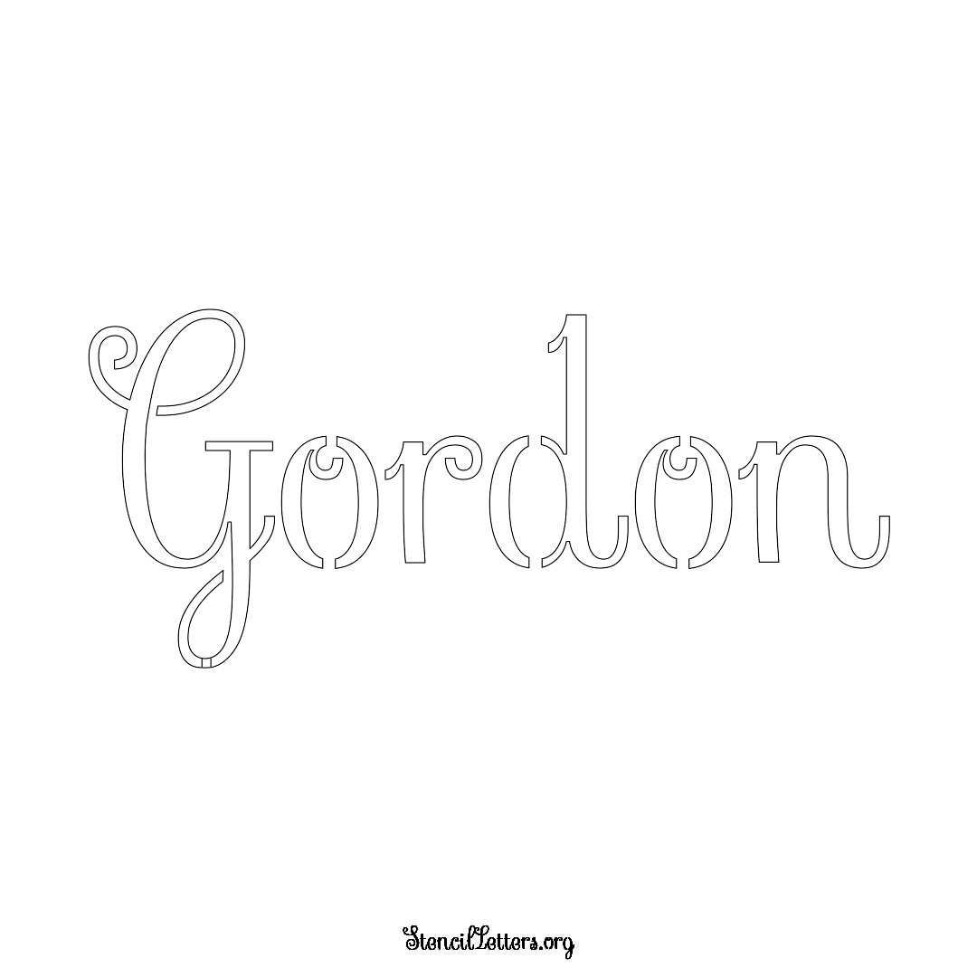 Gordon name stencil in Ornamental Cursive Lettering