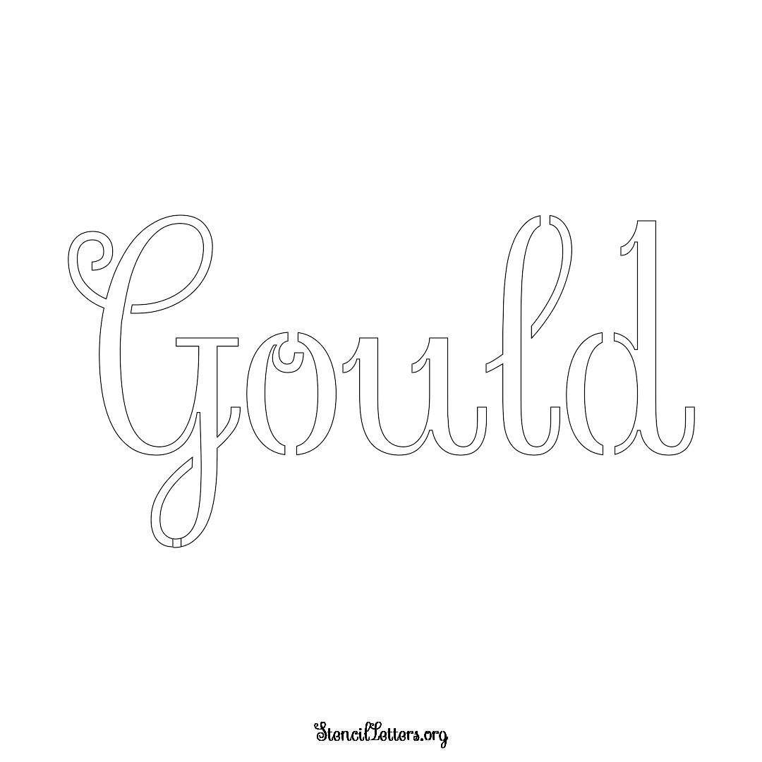 Gould name stencil in Ornamental Cursive Lettering