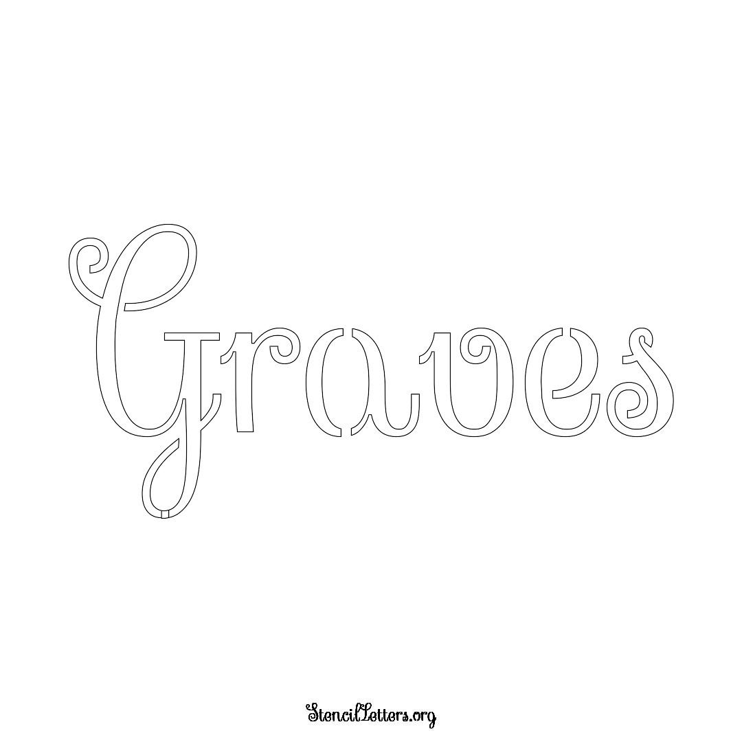 Graves name stencil in Ornamental Cursive Lettering