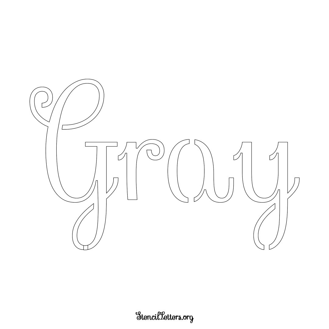 Gray name stencil in Ornamental Cursive Lettering