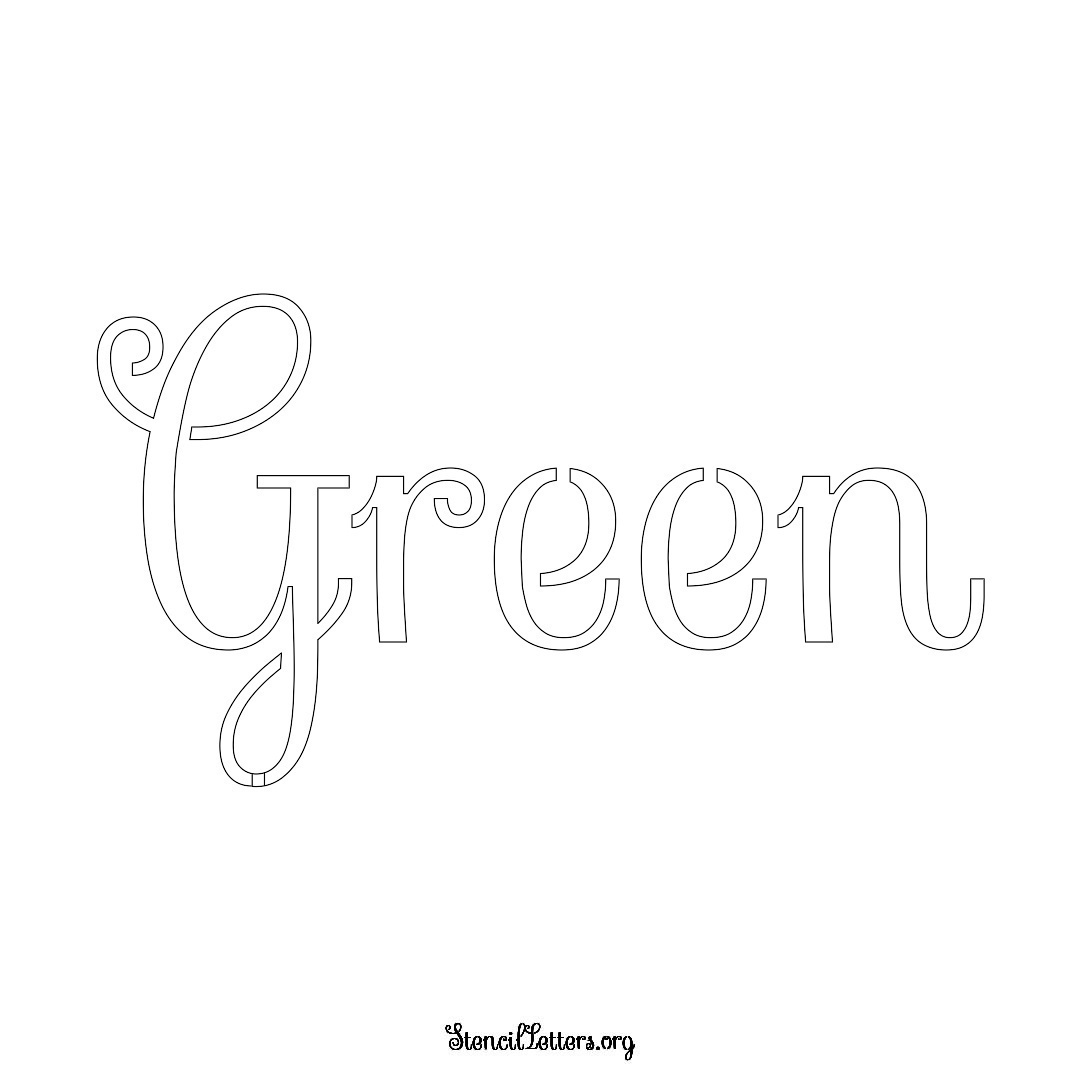 Green name stencil in Ornamental Cursive Lettering