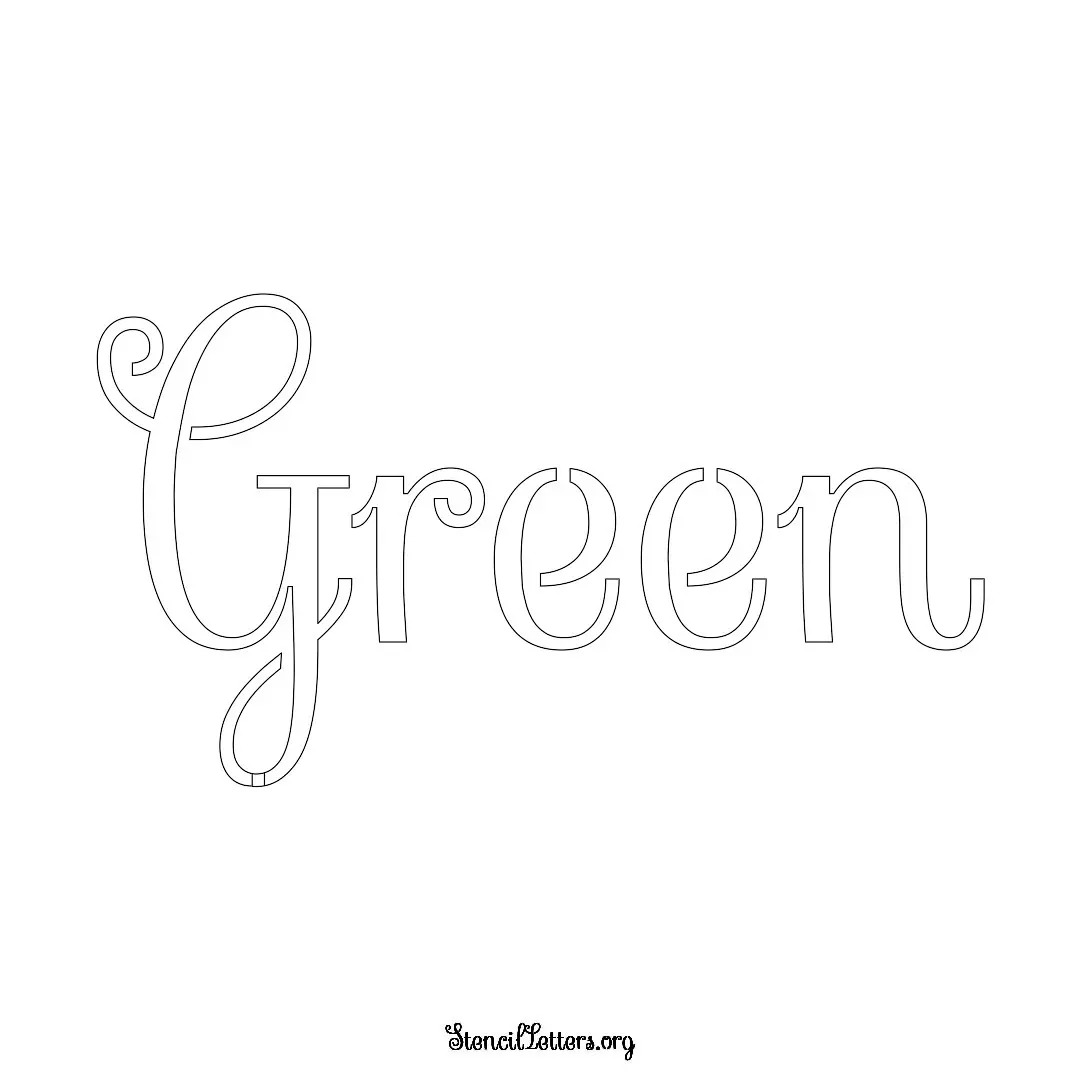 Green Free Printable Family Name Stencils with 6 Unique Typography and Lettering Bridges