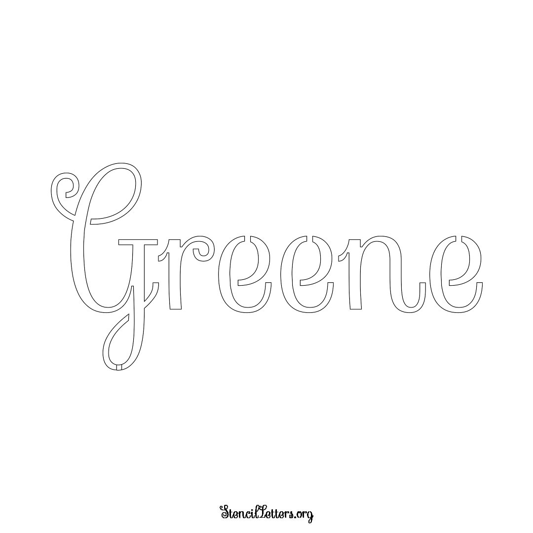 Greene name stencil in Ornamental Cursive Lettering