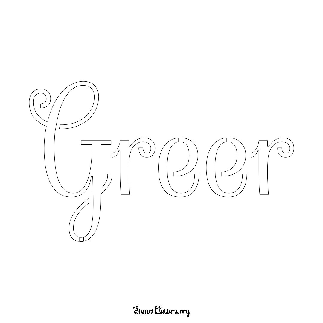 Greer name stencil in Ornamental Cursive Lettering