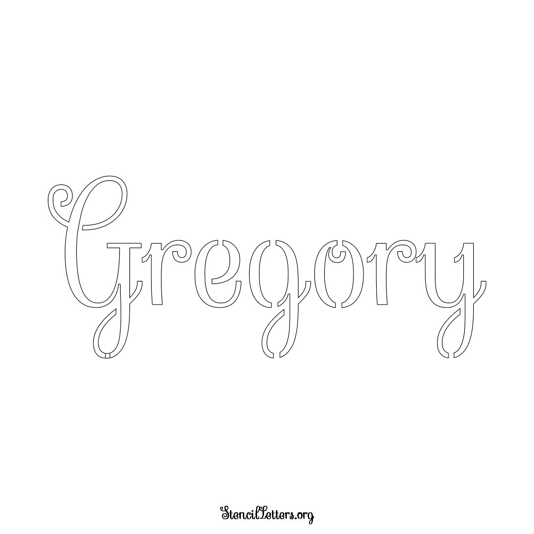 Gregory name stencil in Ornamental Cursive Lettering