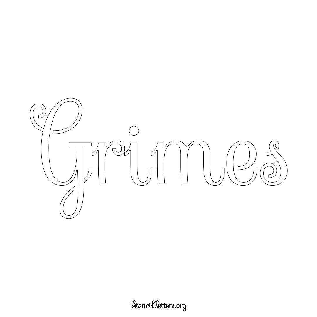 Grimes name stencil in Ornamental Cursive Lettering