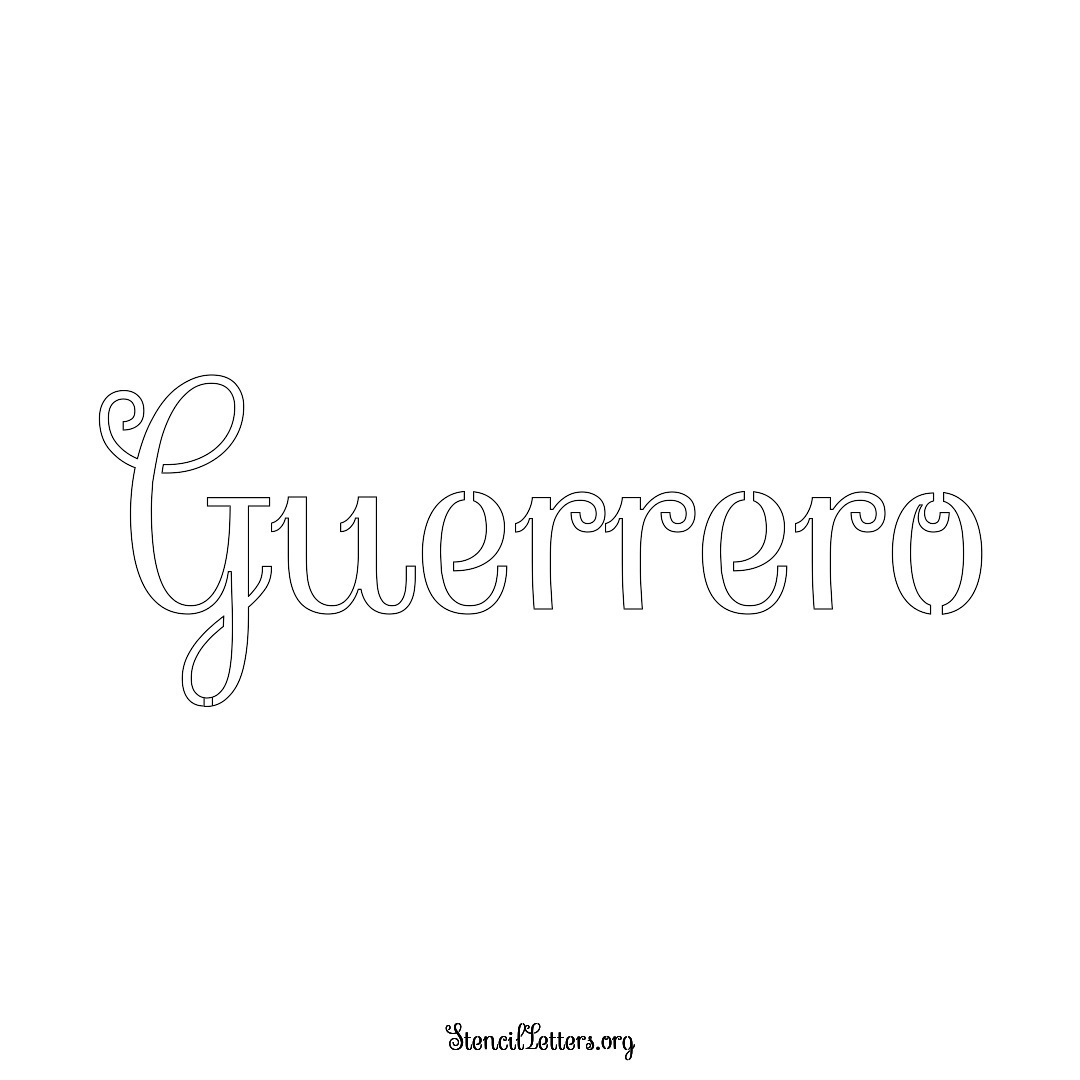 Guerrero name stencil in Ornamental Cursive Lettering