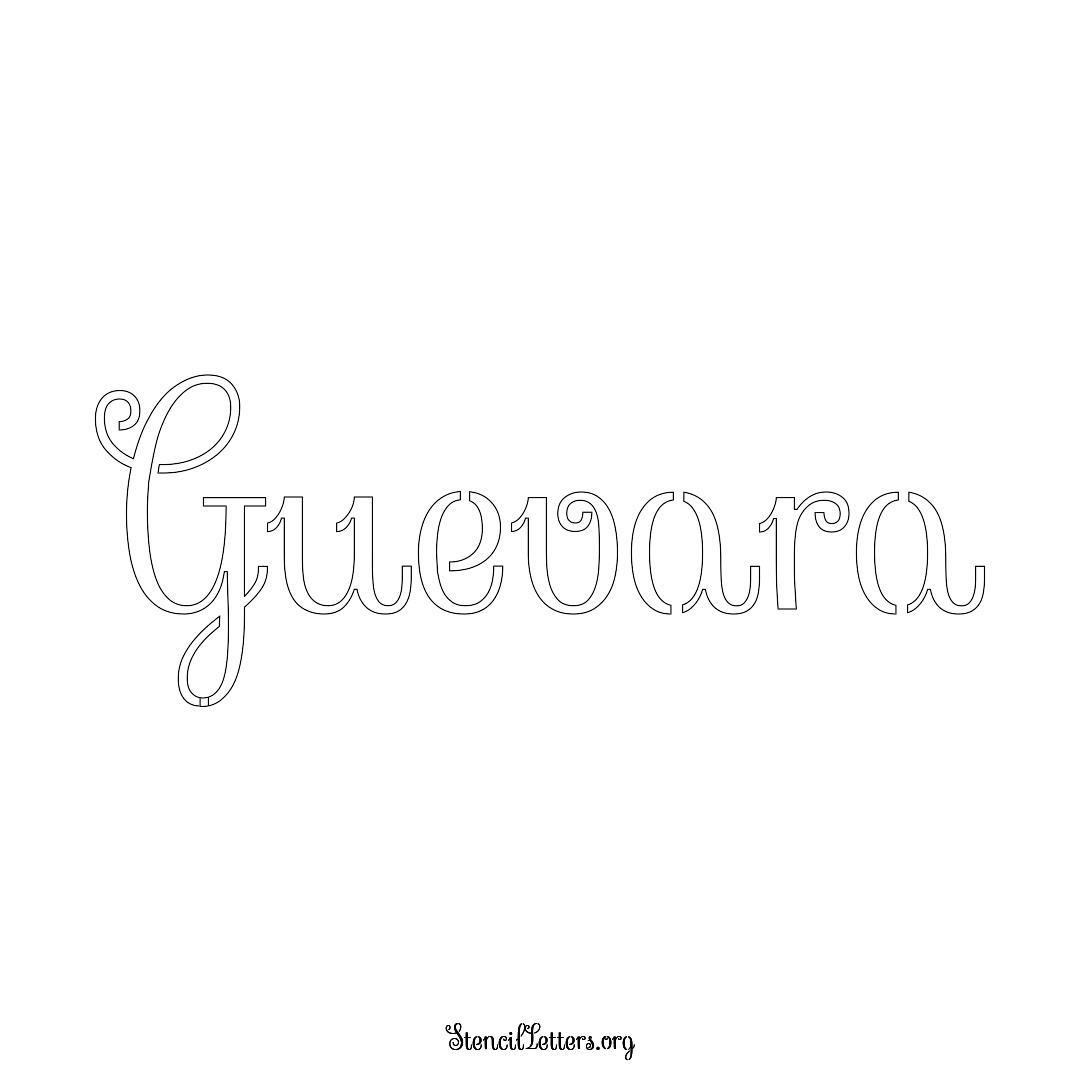 Guevara name stencil in Ornamental Cursive Lettering