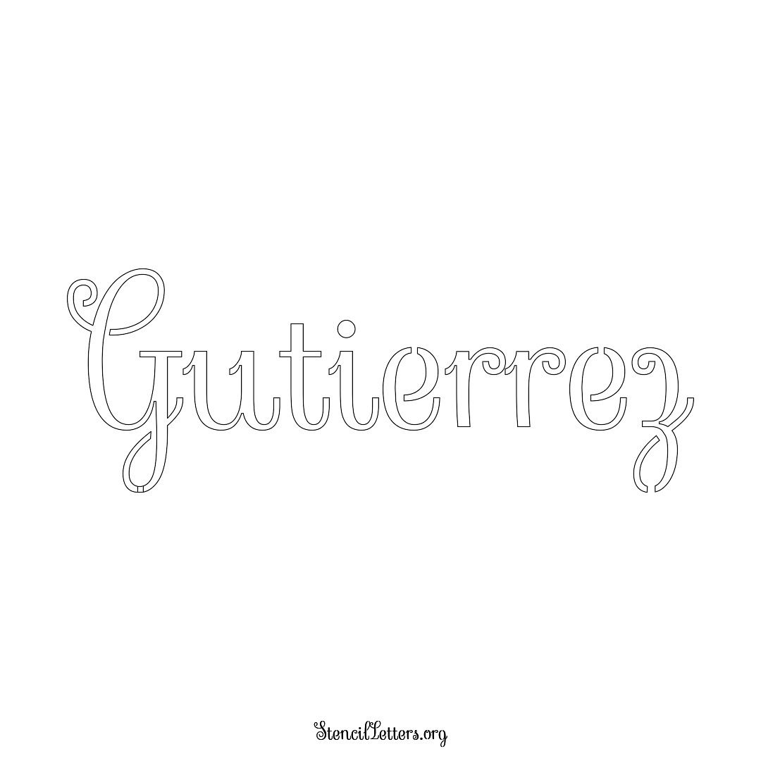 Gutierrez name stencil in Ornamental Cursive Lettering