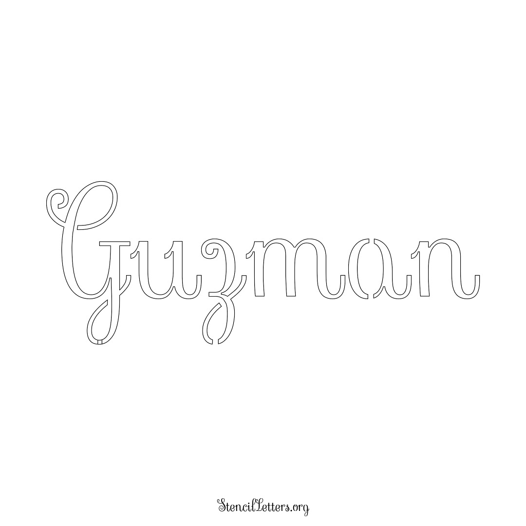 Guzman name stencil in Ornamental Cursive Lettering