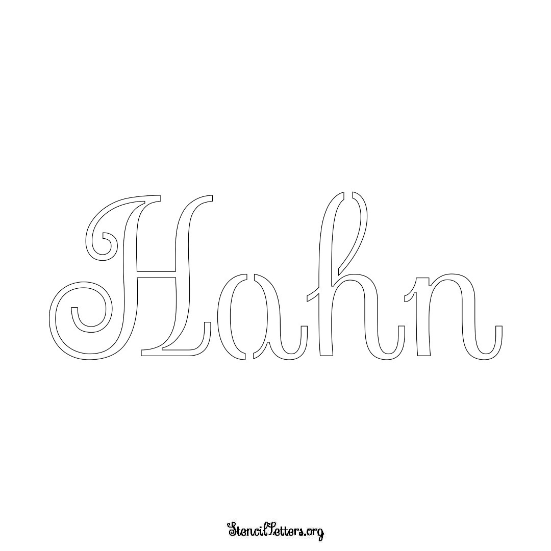 Hahn name stencil in Ornamental Cursive Lettering