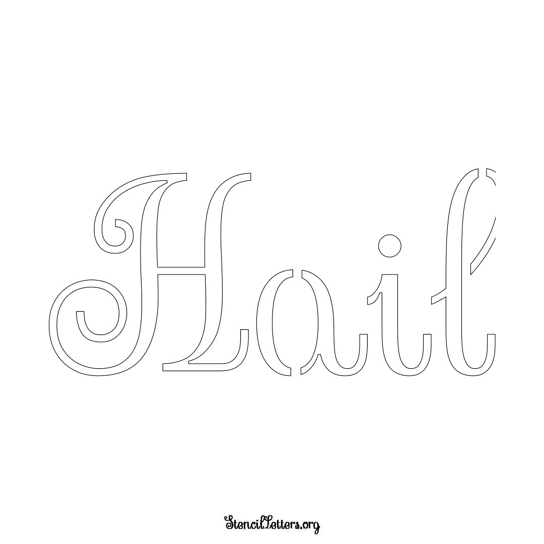 Hail name stencil in Ornamental Cursive Lettering