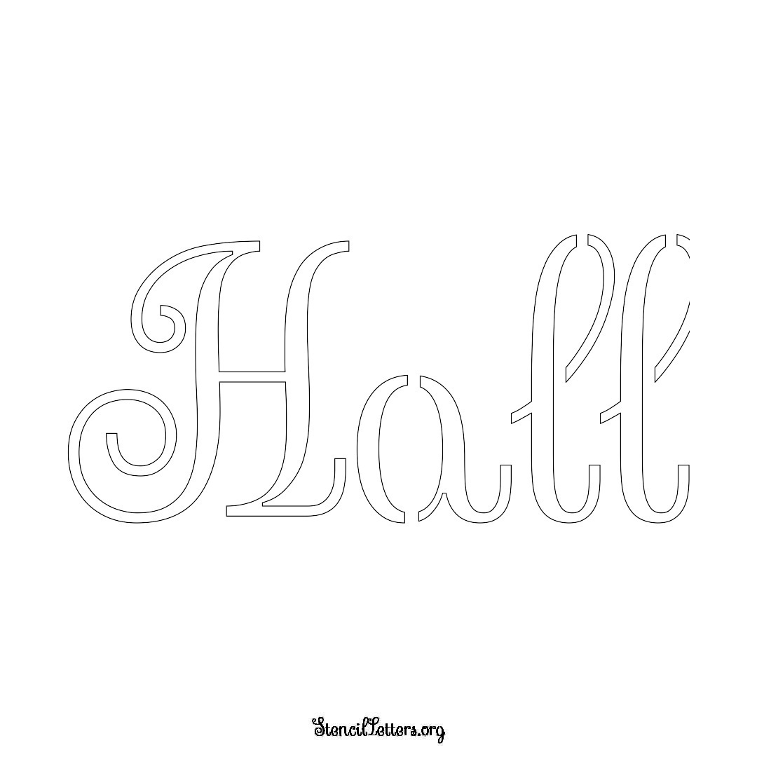 Hall name stencil in Ornamental Cursive Lettering