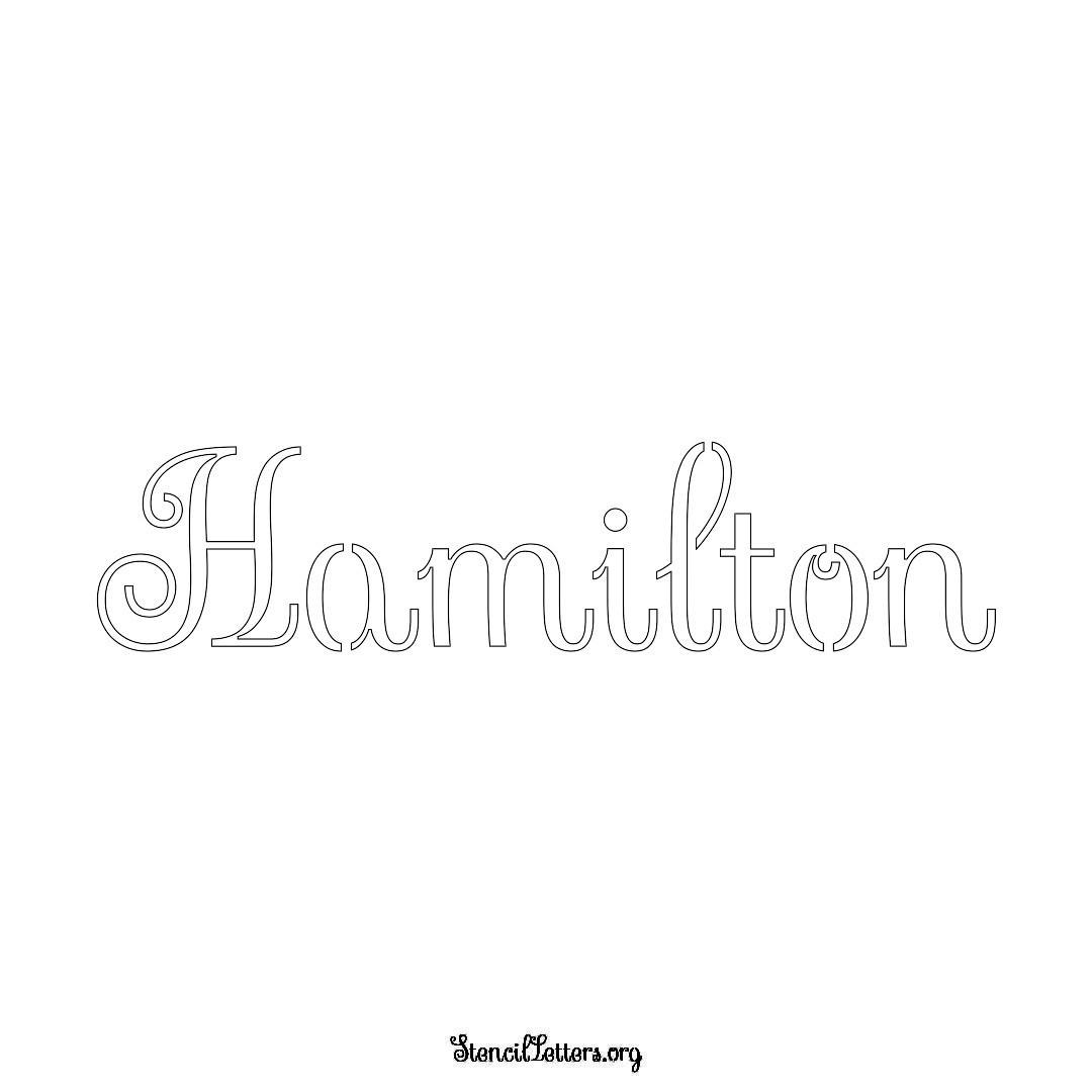 Hamilton name stencil in Ornamental Cursive Lettering