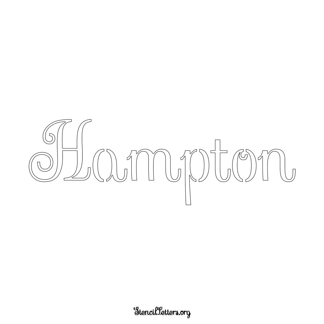 Hampton name stencil in Ornamental Cursive Lettering