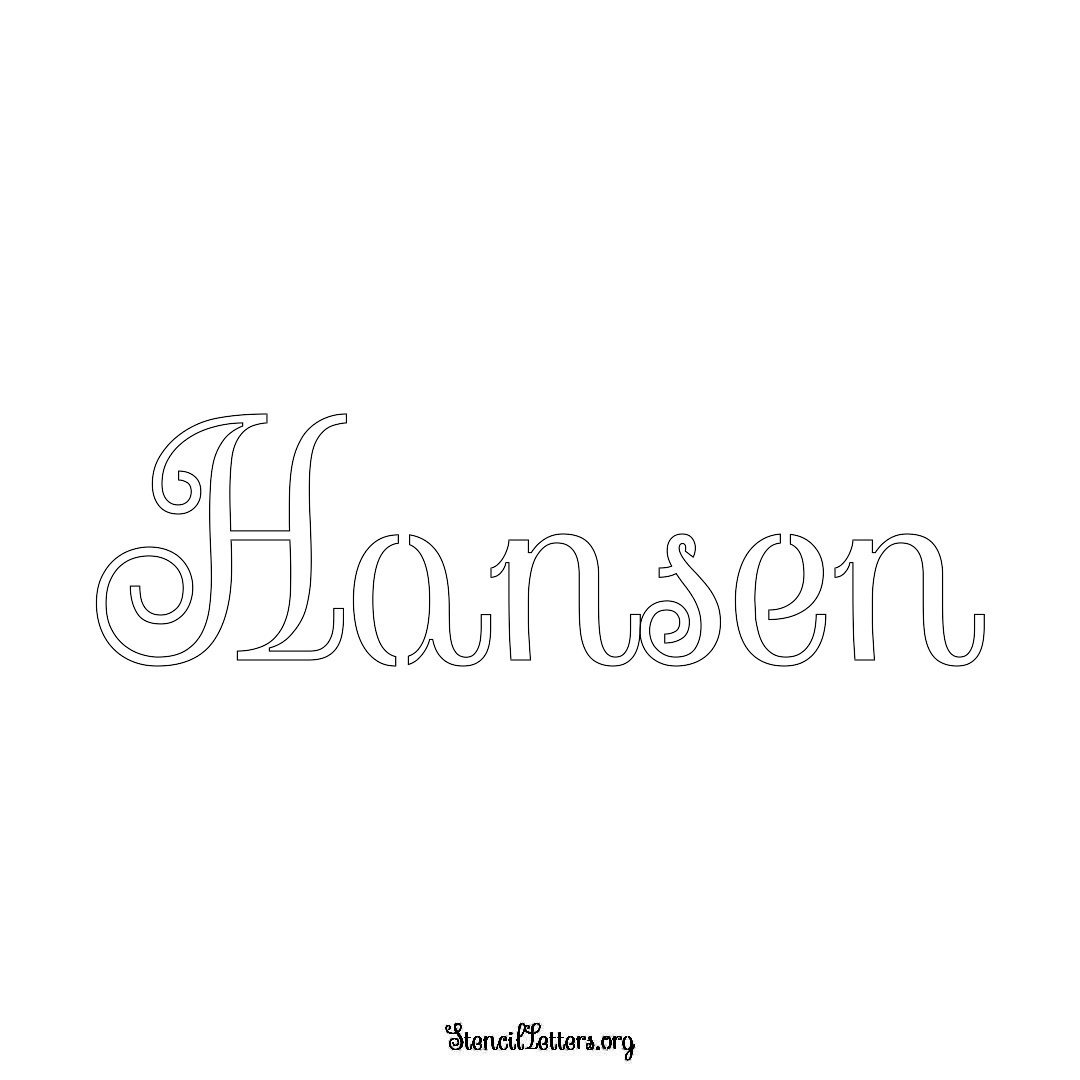 Hansen name stencil in Ornamental Cursive Lettering