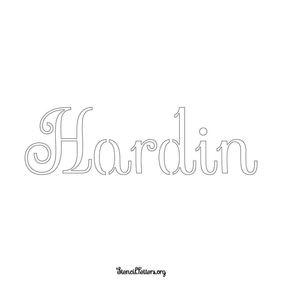 Hardin name stencil in Ornamental Cursive Lettering