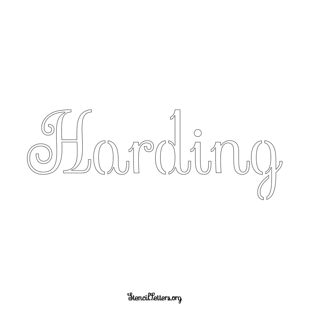 Harding name stencil in Ornamental Cursive Lettering