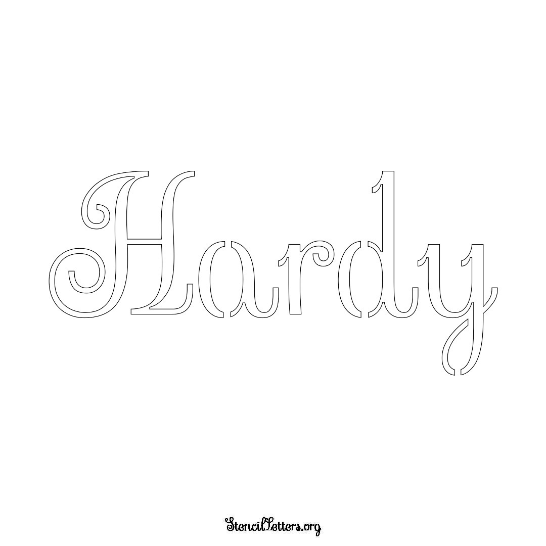 Hardy name stencil in Ornamental Cursive Lettering