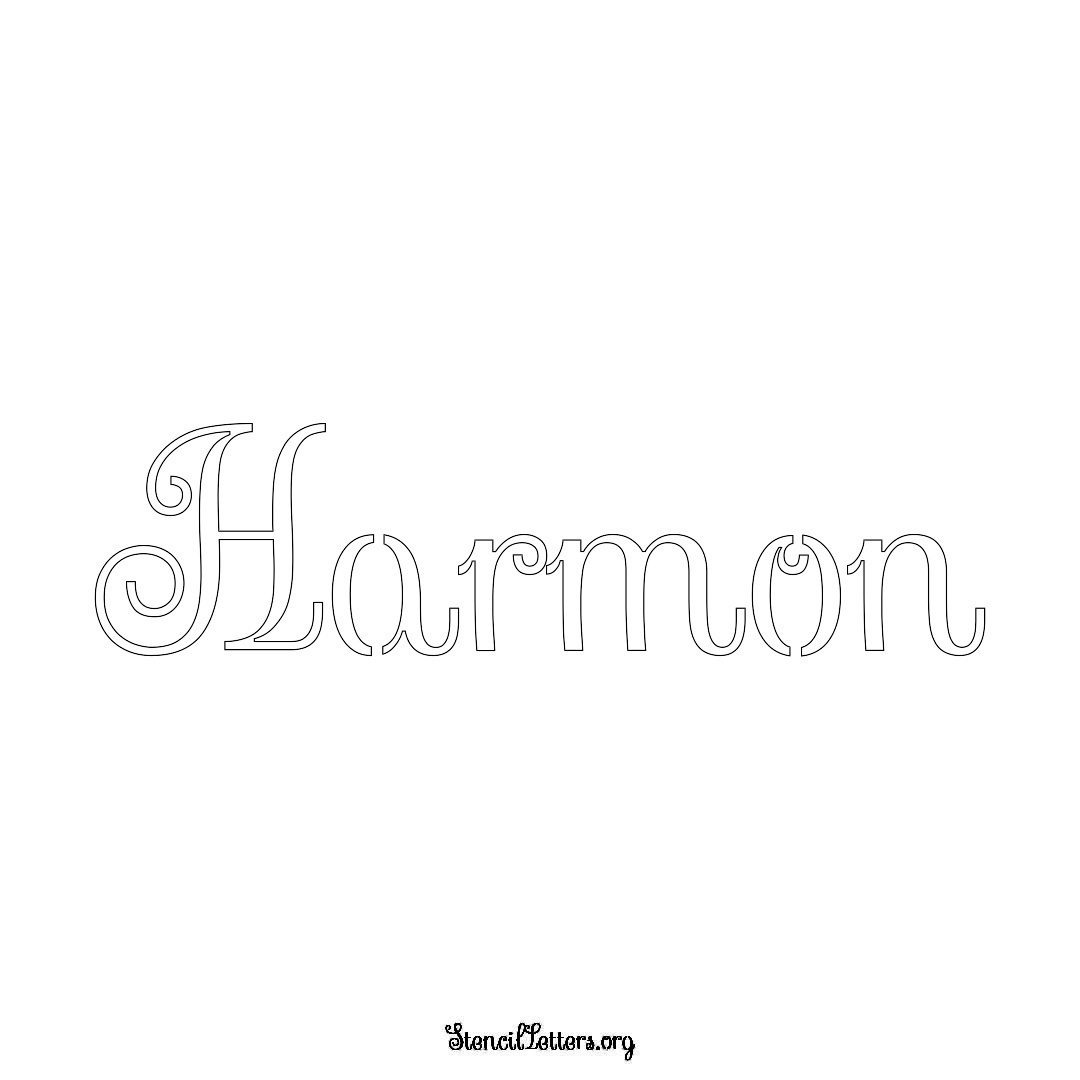 Harmon name stencil in Ornamental Cursive Lettering