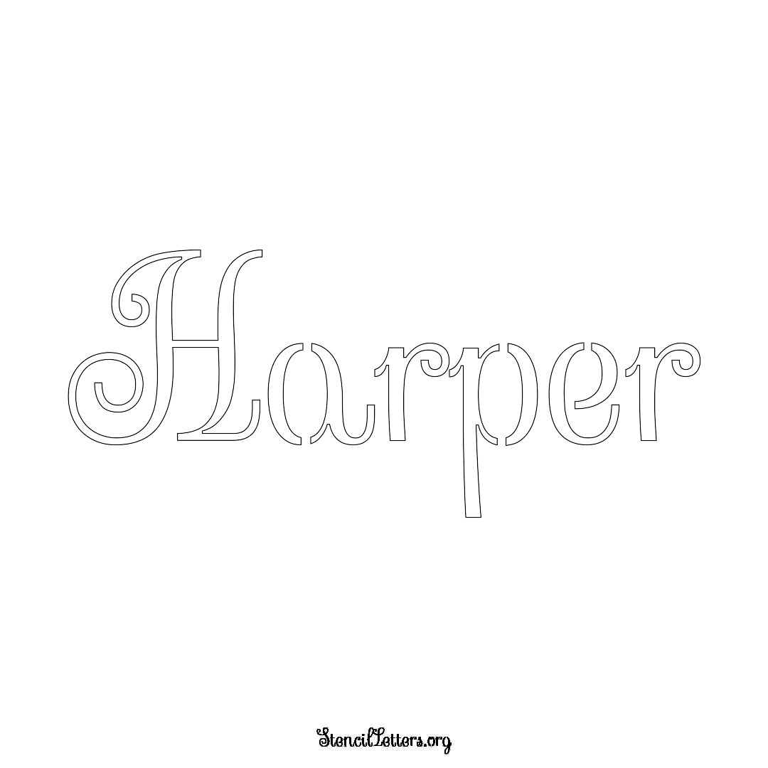 Harper name stencil in Ornamental Cursive Lettering