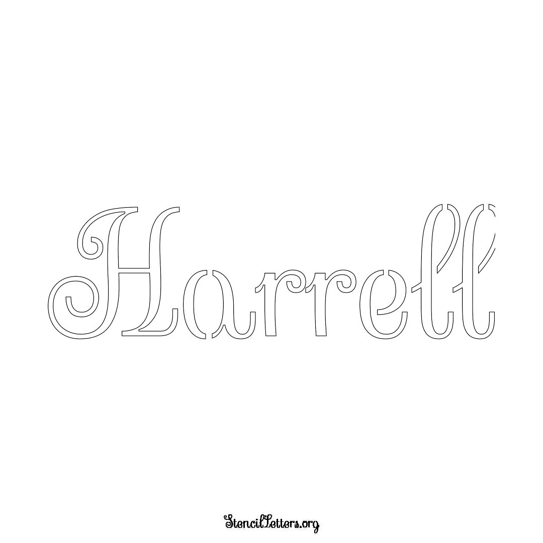 Harrell name stencil in Ornamental Cursive Lettering