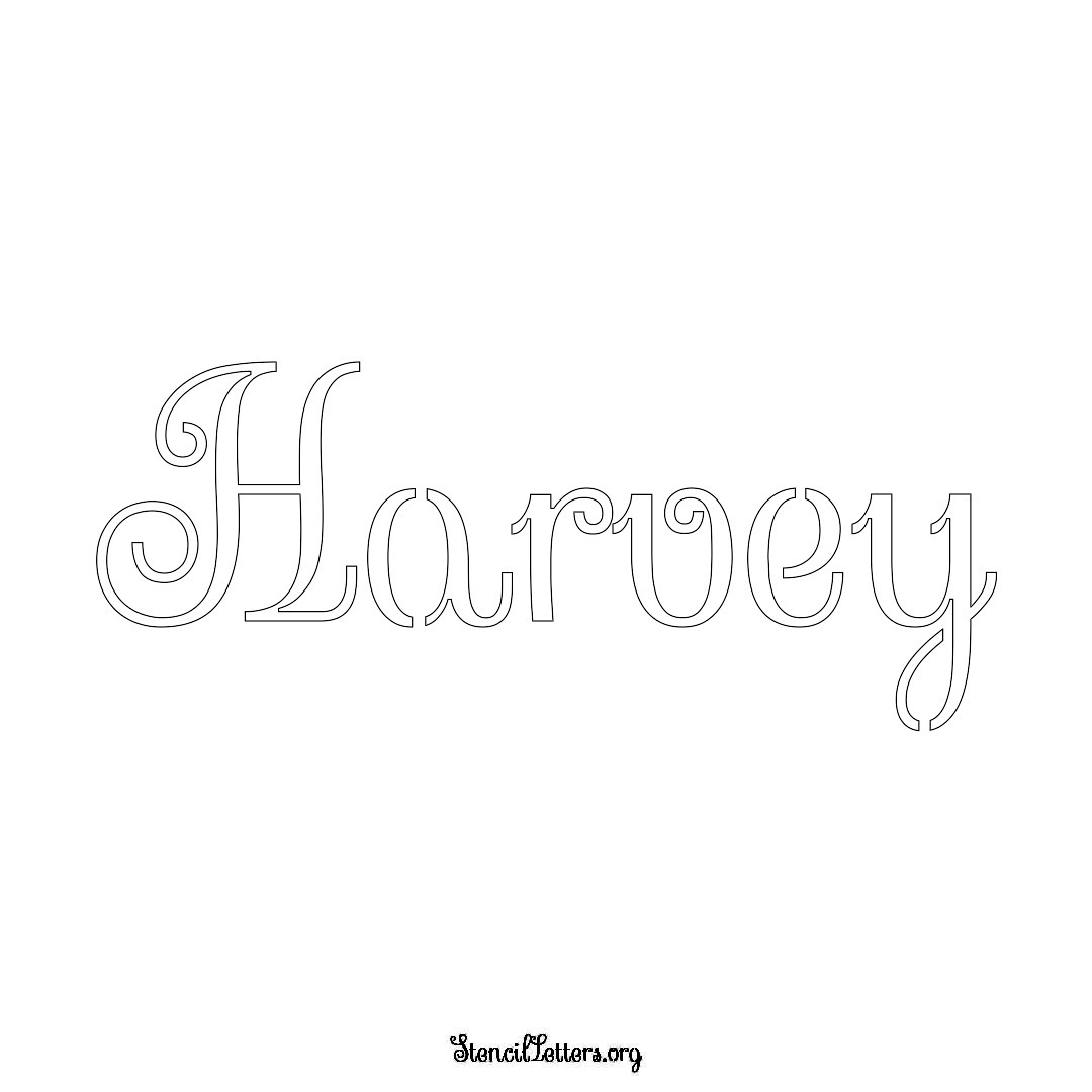 Harvey name stencil in Ornamental Cursive Lettering