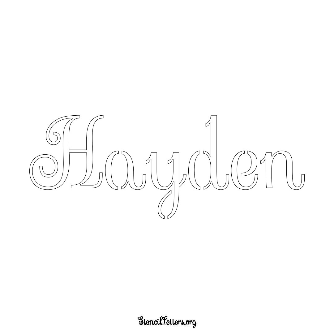 Hayden name stencil in Ornamental Cursive Lettering