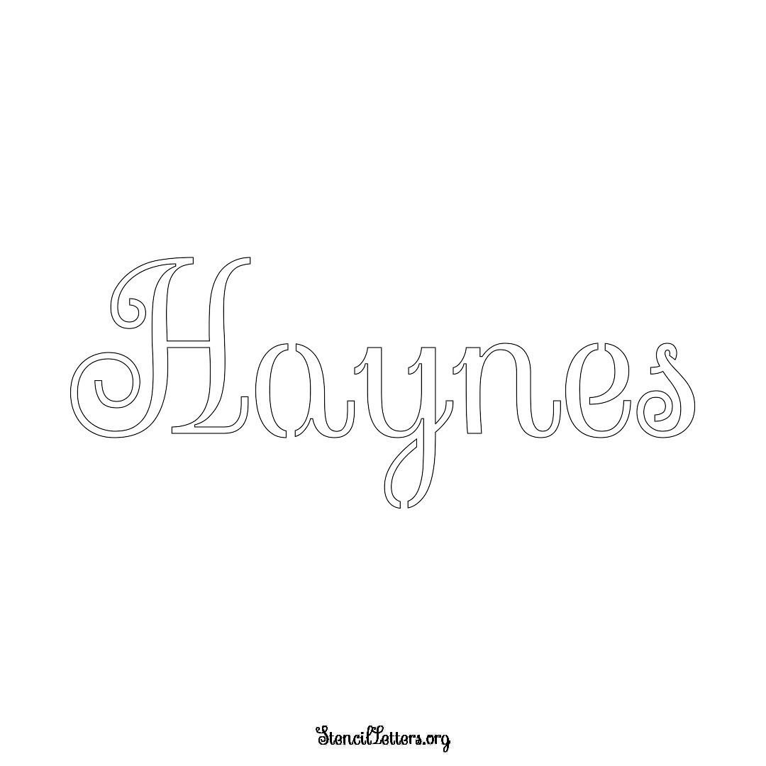 Haynes name stencil in Ornamental Cursive Lettering