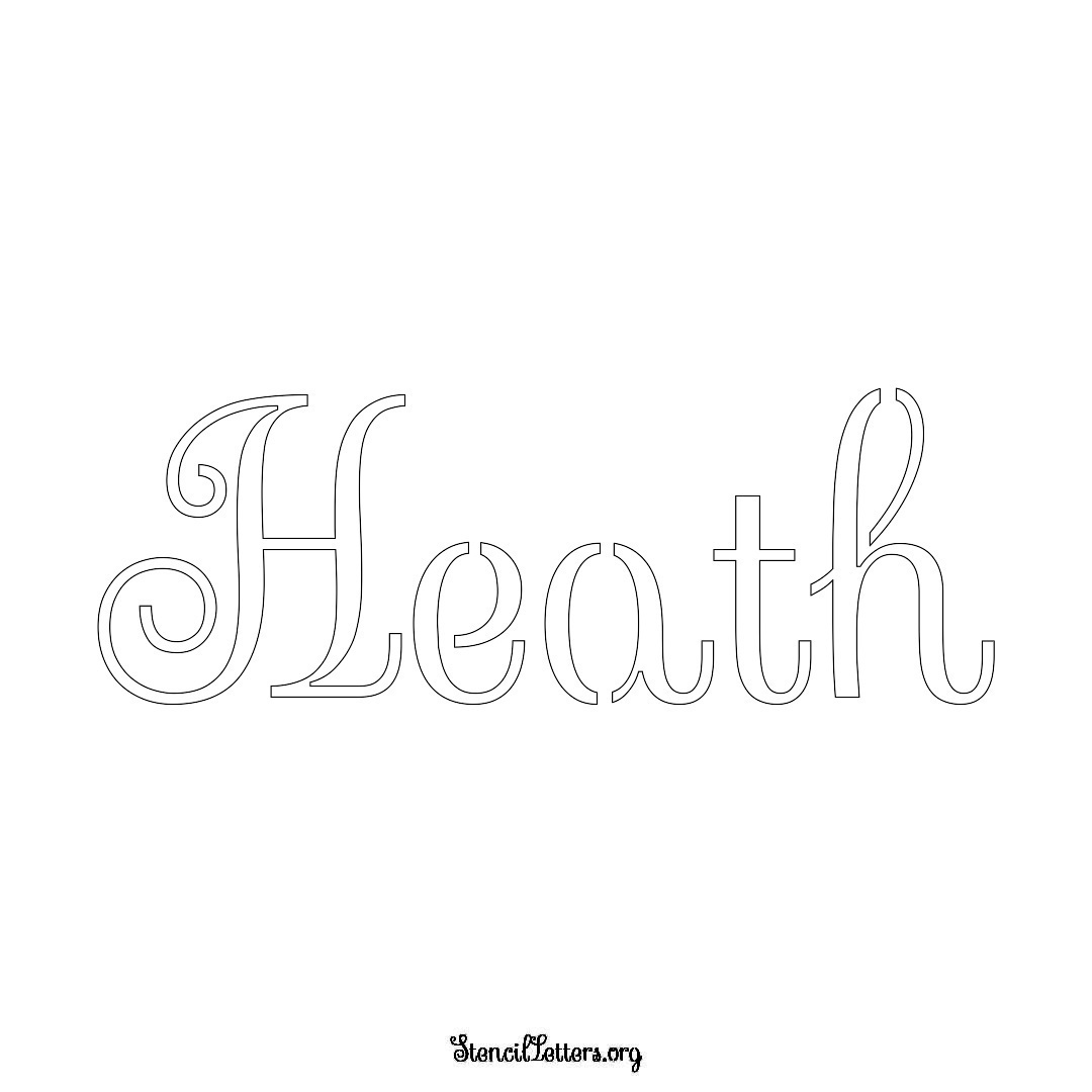 Heath name stencil in Ornamental Cursive Lettering