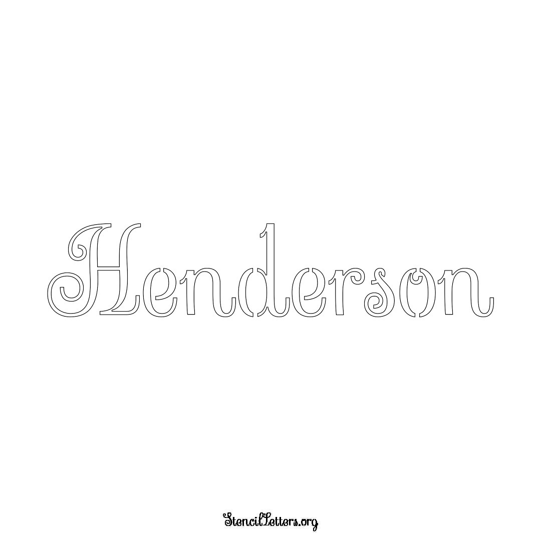 Henderson name stencil in Ornamental Cursive Lettering