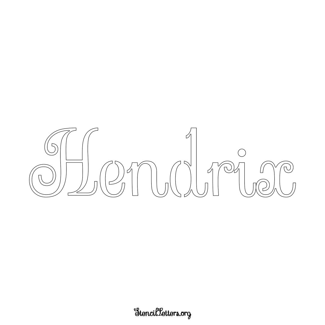 Hendrix name stencil in Ornamental Cursive Lettering