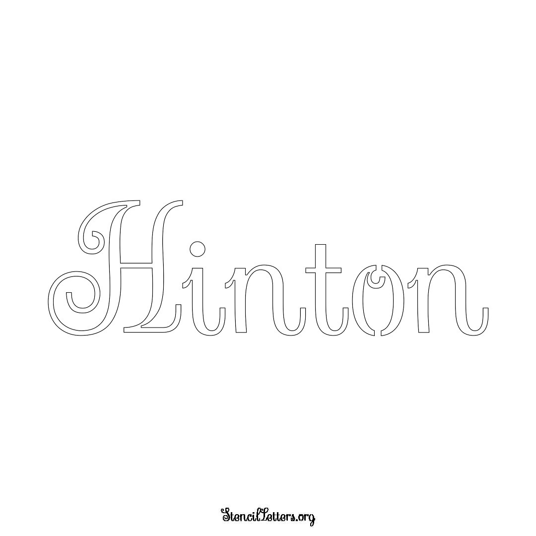 Hinton name stencil in Ornamental Cursive Lettering