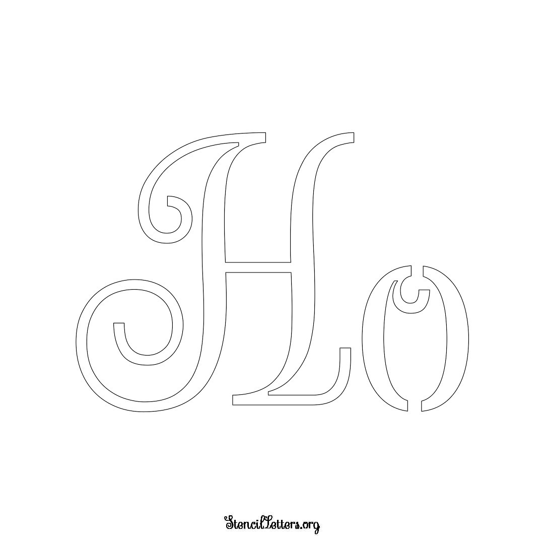 Ho name stencil in Ornamental Cursive Lettering