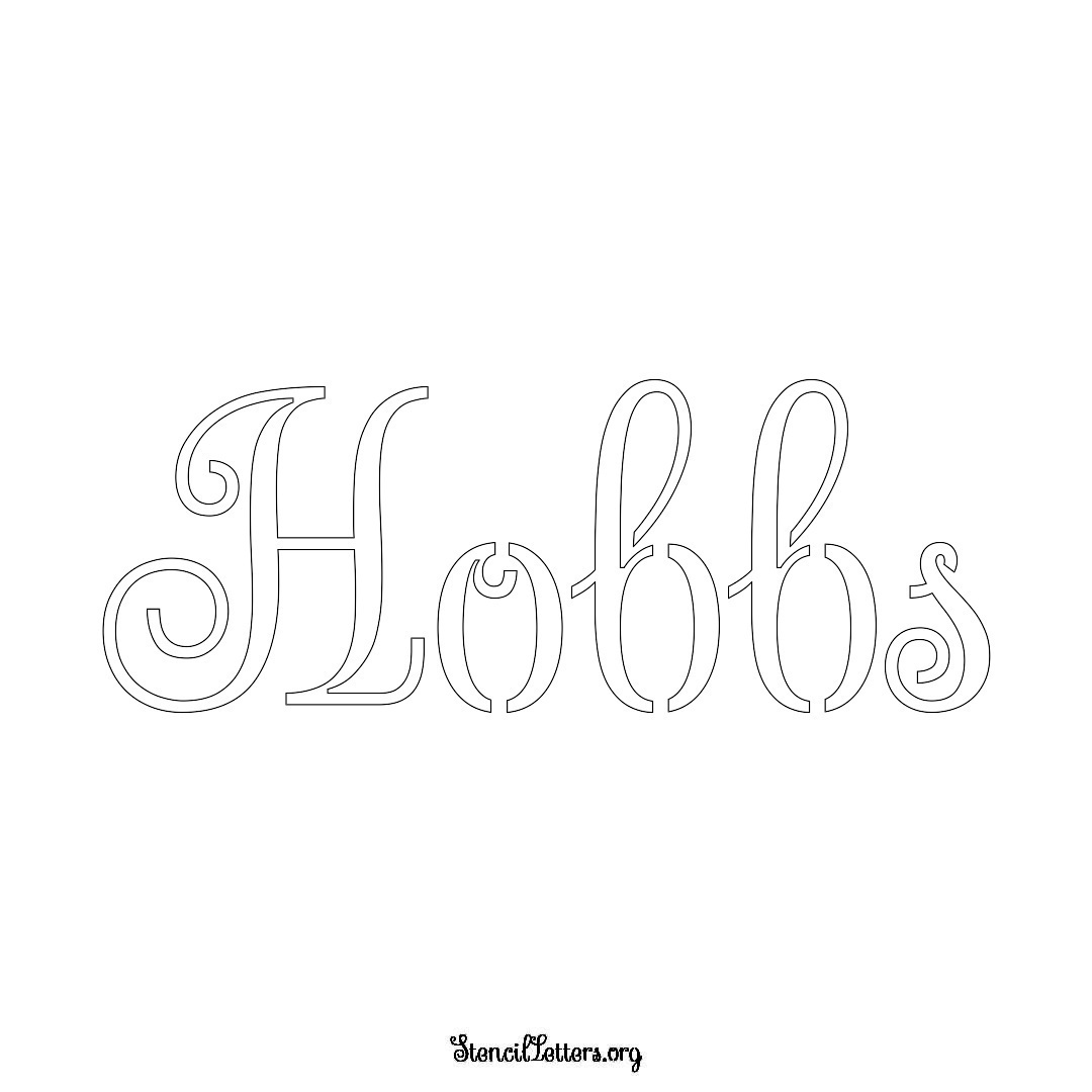 Hobbs name stencil in Ornamental Cursive Lettering